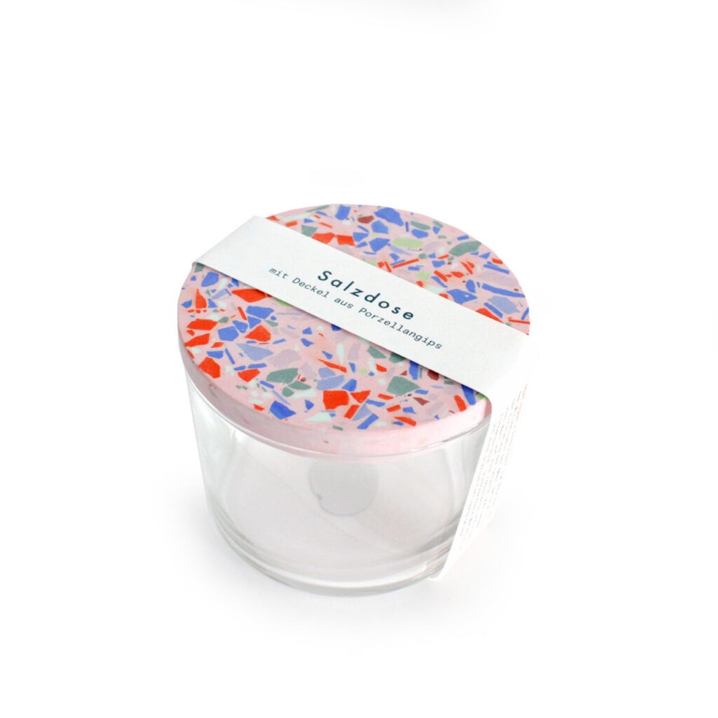 Terrazzo Dose mit bunten Sprenkeln